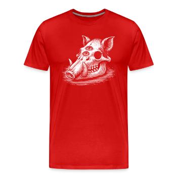 Totenkopf Vieräugiges Wildschwein - Männer Premium Bio T-Shirt - Rot - Vorne - Damien (186cm)