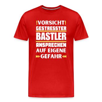 Gestresster Bastler nicht ansprechen! - Männer Premium Bio T-Shirt - Rot - Vorne - Damien (186cm)