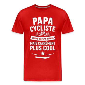 Papa cycliste – plus cool qu’un papa normal - T-shirt bio Premium Homme - rouge - Devant - Damien (186cm)