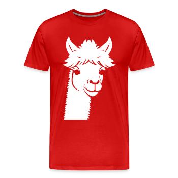 Lustige Lama Silhouette Freche Spaß Lamas - Männer Premium Bio T-Shirt - Rot - Vorne - Damien (186cm)