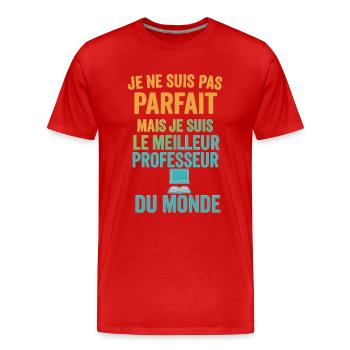 Meilleur professeur du monde idée cadeau prof - T-shirt bio Premium Homme - rouge - Devant - Damien (186cm)