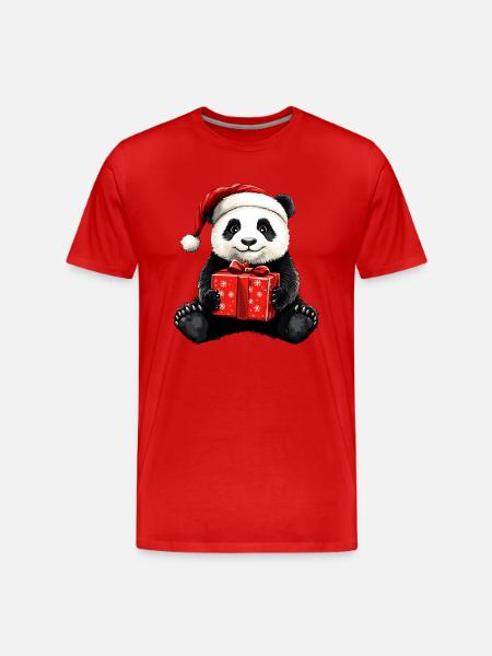 Panda Christmas - Men's Premium Organic T-Shirt - red
