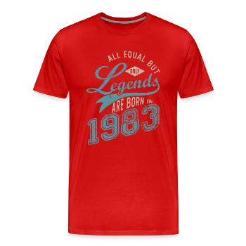 Legends are born in 1983 born in birthday 40 years - Men's Premium Organic T-Shirt - red - Front - Damien (186cm)