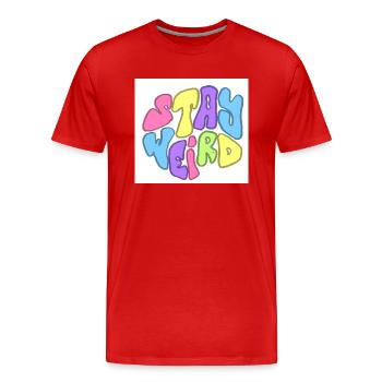 STAY WEIRD - Männer Premium Bio T-Shirt - Rot - Vorne - Damien (186cm)