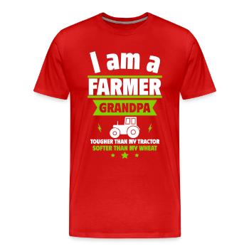 Grand-père fermier, fort comme un tracteur - T-shirt bio Premium Homme - rouge - Devant - Damien (186cm)