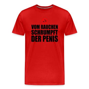 Vom rauchen schrumpft der penis - Männer Premium Bio T-Shirt - Rot - Vorne - Damien (186cm)