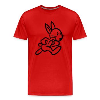 Laufender Hase - Männer Premium Bio T-Shirt - Rot - Vorne - Damien (186cm)