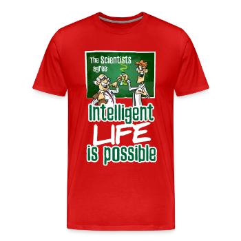 Scientist agree intelligent life is possible - Männer Premium Bio T-Shirt - Rot - Vorne - Damien (186cm)