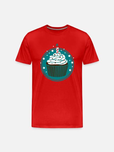 Muffin with candle - Men's Premium Organic T-Shirt - red