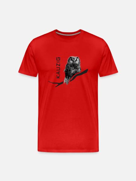 Eule Kauz kauzig - Männer Premium Bio T-Shirt - Rot