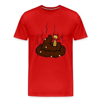 mâle galettes de beignet heureux petite merde merd - T-shirt bio Premium Homme - rouge - Devant - Damien (186cm)
