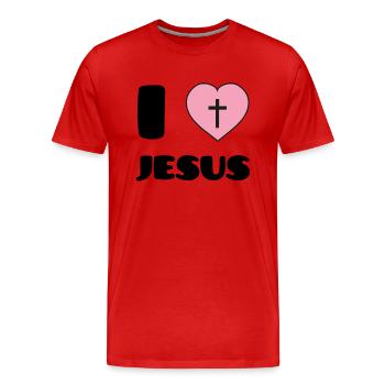I Love Jesus - T-shirt bio Premium Homme - rouge - Devant - Damien (186cm)