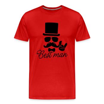 Groom Wedding Marriage Stag do night best man - Men's Premium Organic T-Shirt - red - Front - Damien (186cm)