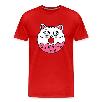 Donut Chat - Cute donut - T-shirt bio Premium Homme - rouge - Devant - Damien (186cm)