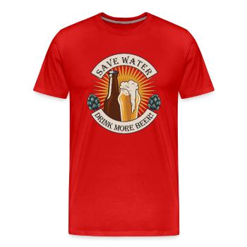 safe water drink more beer design - Männer Premium Bio T-Shirt - Rot - Vorne - Damien (186cm)
