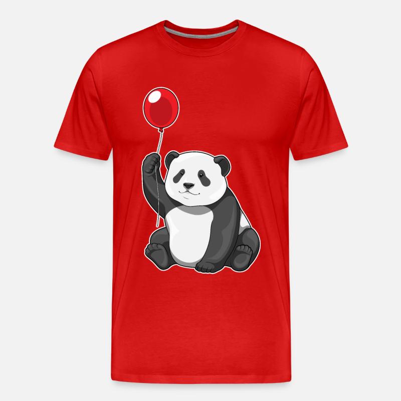 Panda Luftballon - Männer Premium Bio T-Shirt - Rot