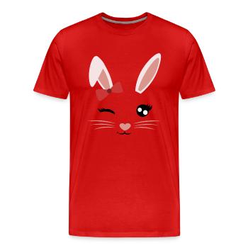 Gesicht Hasenmädchen - Männer Premium Bio T-Shirt - Rot - Vorne - Damien (186cm)
