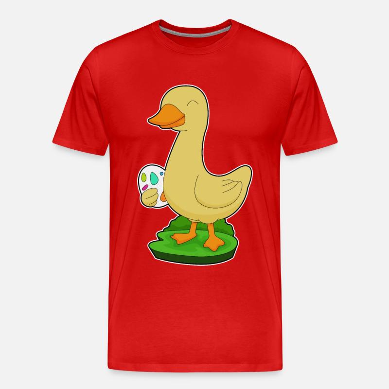 Duck Easter Easter Egg - Men's Premium Organic T-Shirt - red