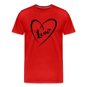 Leni Name Vorname im Herzrahmen - Männer Premium Bio T-Shirt - Rot - Vorne - Damien (186cm)
