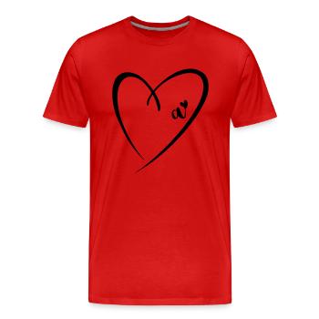Lettre minuscule Un Coeur - T-shirt bio Premium Homme - rouge - Devant - Damien (186cm)