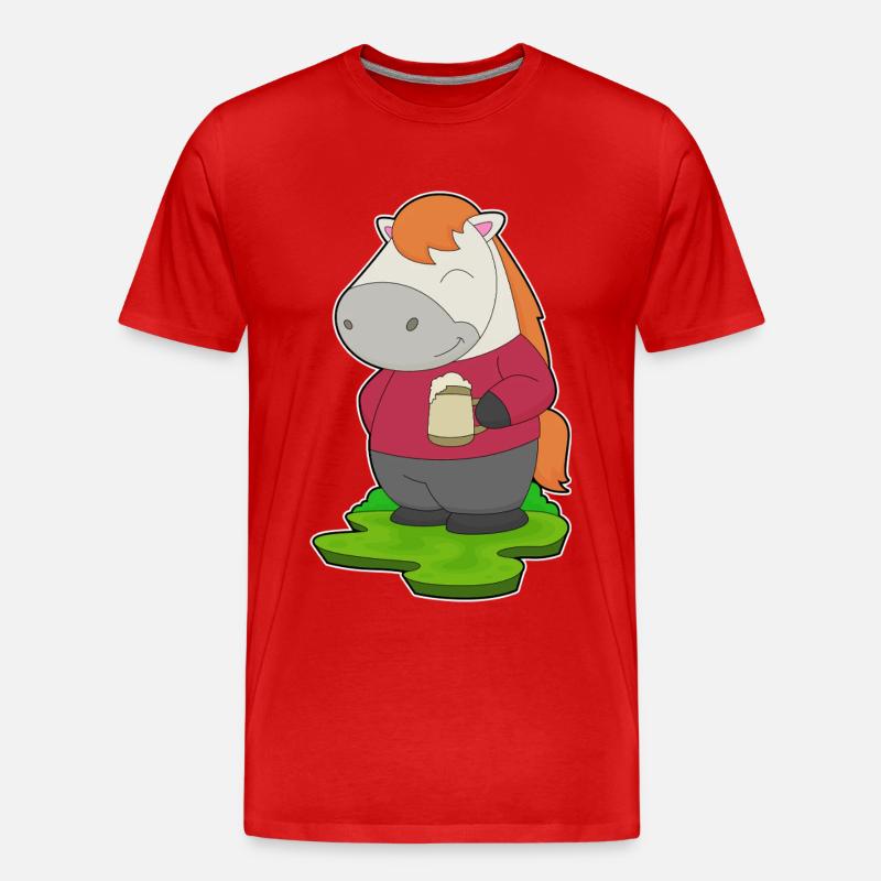 Pferd Bier - Männer Premium Bio T-Shirt - Rot