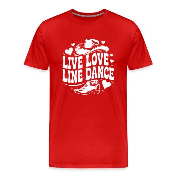 Amour en direct Danse en ligne Danse en ligne Danse amusante - T-shirt bio Premium Homme - rouge - Devant - Damien (186cm)