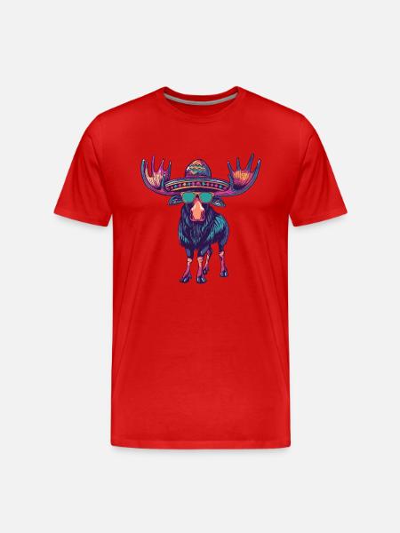 Elch Comic Lustig Sombrero - Männer Premium Bio T-Shirt - Rot