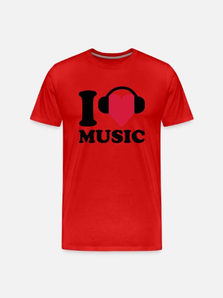 I love Music - Männer Premium Bio T-Shirt - Rot