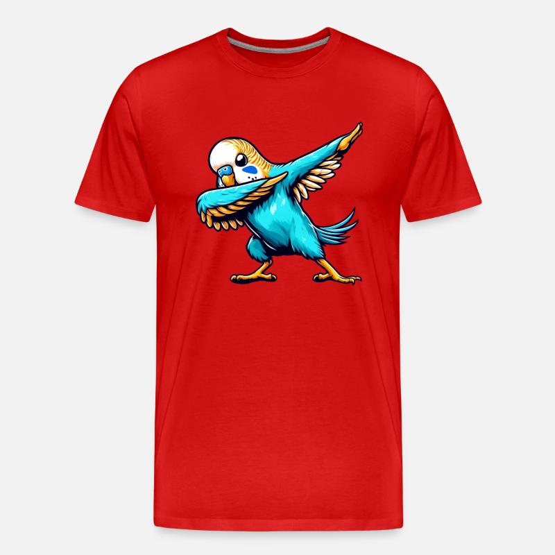 Cool Budgie Dabbing Comic - Men's Premium Organic T-Shirt - red