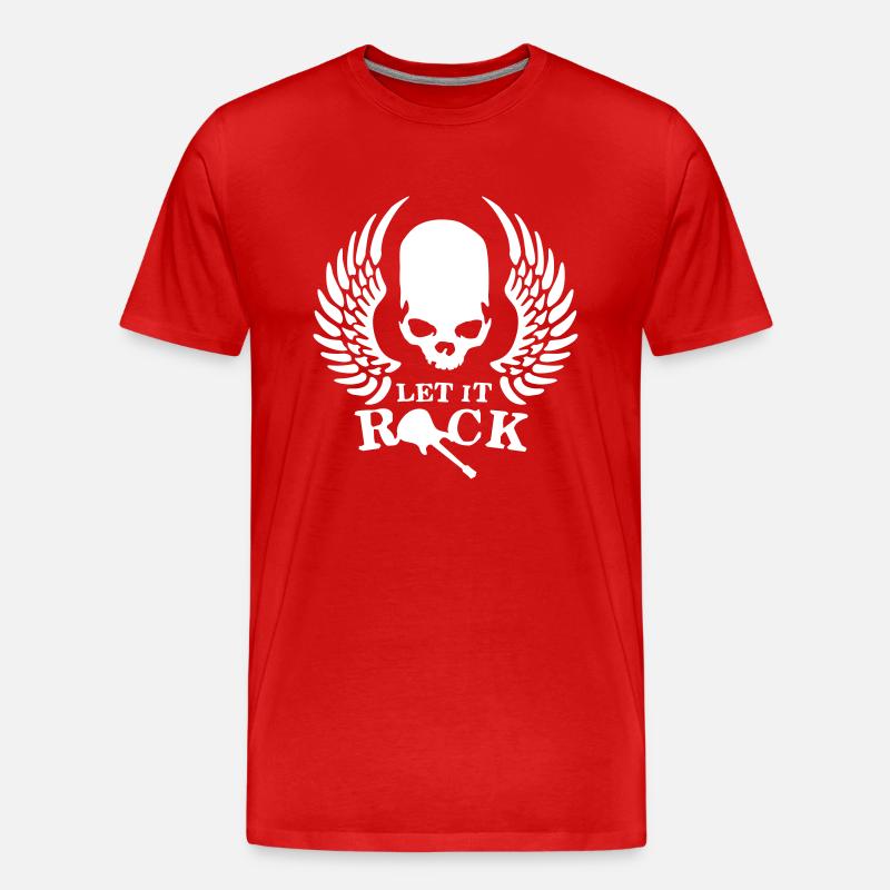 rock__roll_wing_skull_112013_e_1c - Männer Premium Bio T-Shirt - Rot