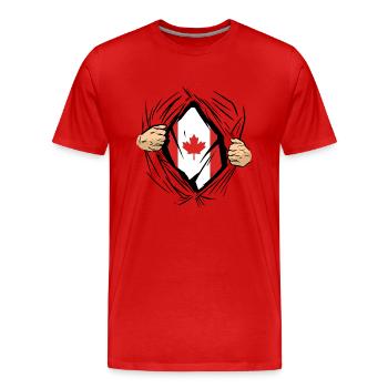 Drapeau du Canada Feuille d’érable Drapeau canadien Canada - T-shirt bio Premium Homme - rouge - Devant - Damien (186cm)