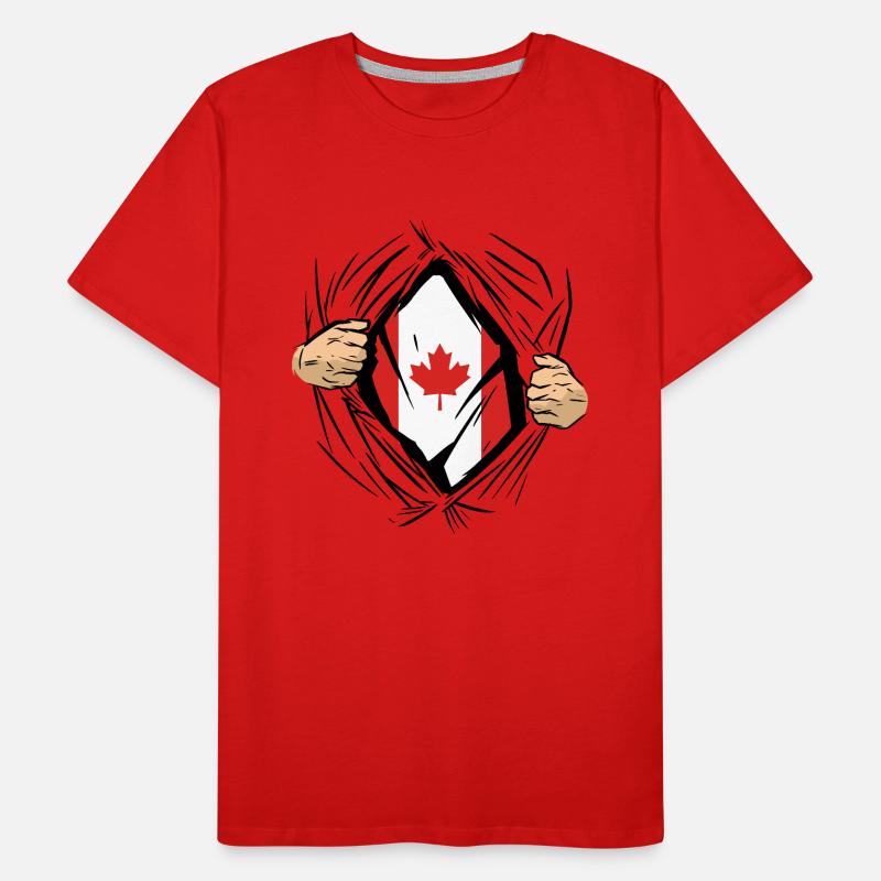 Drapeau du Canada Feuille d’érable Drapeau canadien Canada T-shirt bio Premium Homme