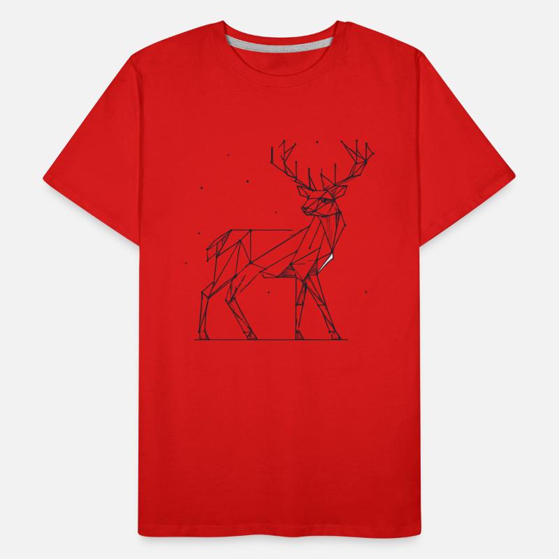 Hirsch 2D Linien Männer Premium Bio T-Shirt