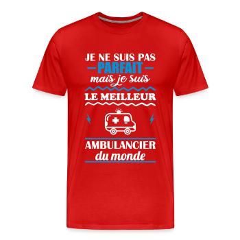 Pas parfait mais meilleur ambulancier du monde - T-shirt bio Premium Homme - rouge - Devant - Damien (186cm)