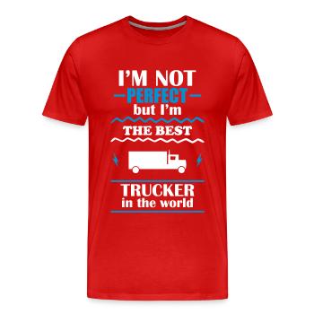 Pas parfait, mais le meilleur camionneur du monde - T-shirt bio Premium Homme - rouge - Devant - Damien (186cm)