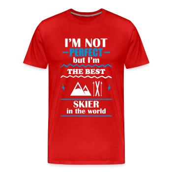 Not perfect, but the best skier in the world - Men's Premium Organic T-Shirt - red - Front - Damien (186cm)