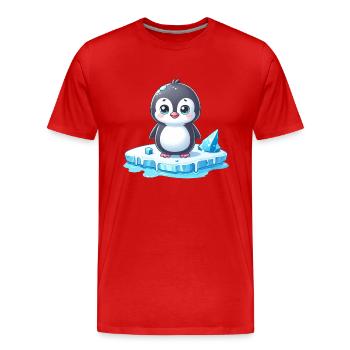 Penguin, Global Warming & Melting Ice Desert - Men's Premium Organic T-Shirt - red - Front - Damien (186cm)
