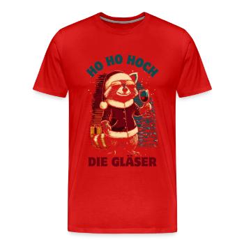Wein Weihnachten Lustiger Spruch Waschbär - Männer Premium Bio T-Shirt - Rot - Vorne - Damien (186cm)