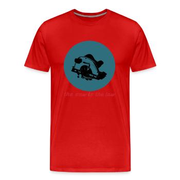 la scie est la loi. La scie fait les règles. - T-shirt bio Premium Homme - rouge - Devant - Damien (186cm)