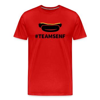 Team Senf - Männer Premium Bio T-Shirt - Rot - Vorne - Damien (186cm)