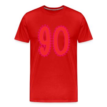 90. 90 YEARS. 90th ANNIVERSARY. 90 YEARS ANNIVERSARY. - Men's Premium Organic T-Shirt - red - Front - Damien (186cm)