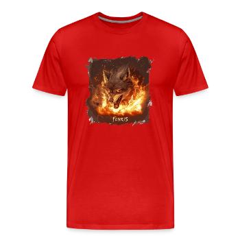 Fenris Wolf Edda Odin Viking Vikings Wikinger - Männer Premium Bio T-Shirt - Rot - Vorne - Damien (186cm)
