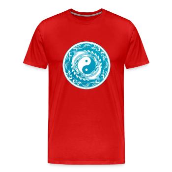 Dauphins Yin Yang - T-shirt bio Premium Homme - rouge - Devant - Damien (186cm)
