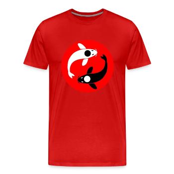 Carpe Yin et Yang Koi - T-shirt bio Premium Homme - rouge - Devant - Damien (186cm)