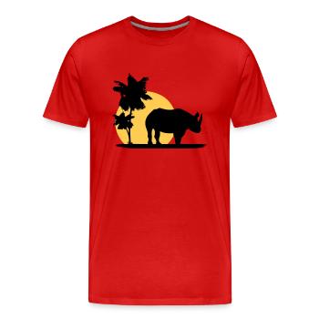 Nashorn - Afrika - Rhino - Africa - Männer Premium Bio T-Shirt - Rot - Vorne - Damien (186cm)