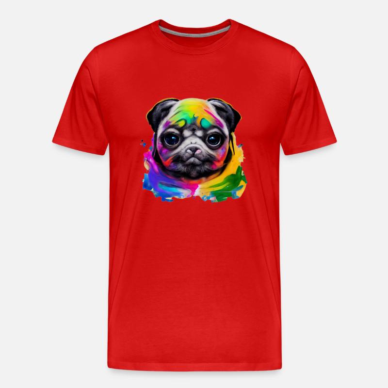 Mops in Farbe - Männer Premium Bio T-Shirt - Rot