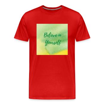 Believe in Yourself - Men's Premium Organic T-Shirt - red - Front - Damien (186cm)