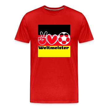 Weltmeister | WM | Fussball Shirt | Deutschland - Männer Premium Bio T-Shirt - Rot - Vorne - Damien (186cm)