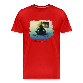 gamer for life - T-shirt bio Premium Homme - rouge - Devant - Damien (186cm)
