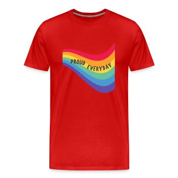 Rainbow Flag Fierté quotidienne fière - T-shirt bio Premium Homme - rouge - Devant - Damien (186cm)